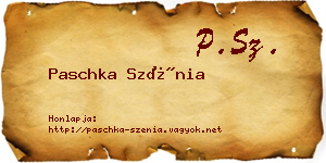 Paschka Szénia névjegykártya